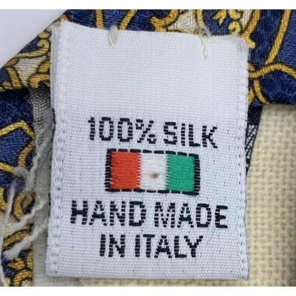ANTONIO RICCI Men's Blue Geometric Medallions Made in ITALY 100% Silk Neck Tie - Picture 8 of 10